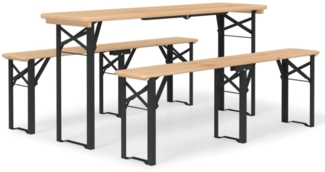 vidaXL Biertisch-Set, 3-tlg., Klappbar, Massivholz Tanne, Tisch 170 x 46 x 75 cm