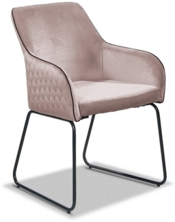 set one by Musterring Armlehnstuhl Hampton, Mircofaserbezug altrosa oder graublau, Kufengestell Metall schwarz