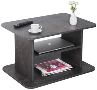 RICOO Couchtisch mit Stauraum 69 x 50 x 45 cm, Couchtisch Holz, Wohnzimmertisch für Couch Betonoptik Grau – WM094-BG, Tisch Wohnzimmer Tisch, Sofatisch, Coffee Table, Couchtisch klein, Couch Tisch