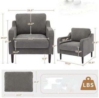 GarveeMore Schlafsofa Akzentstuhl Moderne bequeme Wohnzimmer Stühle Lese Seitenstuhl