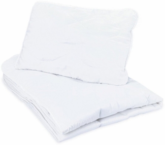 Baby Bettdecke und Kissen Kinderdecke 90x120 cm und Babykissen 40x60 cm - Kinderbettdecke Kinder Bettdecken Set und Decke für Kleinkind Babybett Mikrofaser Weiß Oeko-Tex-Zertifikat