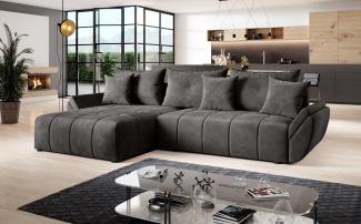 Furnix Ecksofa CALVANI-L Sofa mit Schlaffunktion Bettkasten Kissen Couch, komfrtabel undd funktional