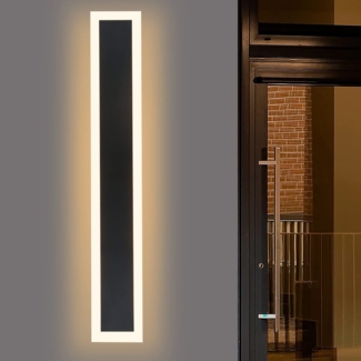 ZMH Wandleuchte Aussen Außenlampe LED : 50cm Wandlampe Innen Lang 10W Außenleuchte Wand Schwarz 3000K Aussenlampe Modern IP65 Außenbeleuchtung Flurlampe für Flur Schlafzimmer Garten Treppenhaus