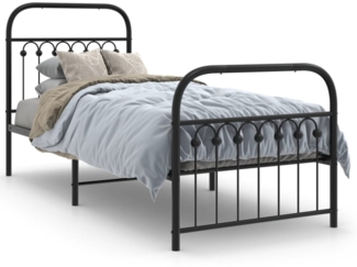 vidaXL Bettgestell mit Kopf- und Fußteil Metall Schwarz 80x200 cm 376609