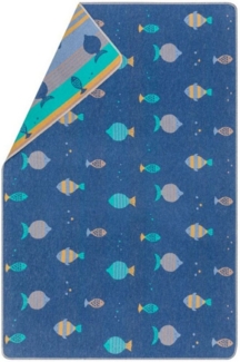 Kinderdecke Juwel 'Fische' 100 x 140 cm Marine - Blau, DAVID FUSSENEGGER