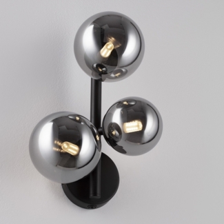 Nova Luce 9028861 ODILLIA Wandleuchte 3-flammig Schwarz Rauchglas G9