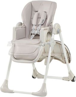 Kinderkraft Hochstuhl 'YUMMY' Grau, 5-Punkt-Gurt, rutschfeste Stuhlbeinkappen, höhenverstellbar, inkl. abnehmbares Essbrett