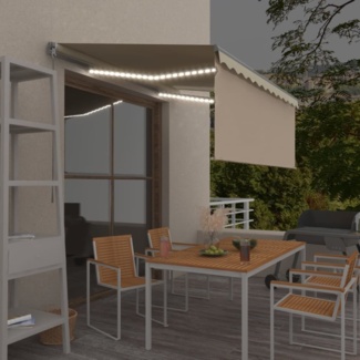 vidaXL Markise Manuell Einziehbar mit Rollo & LED 3x2,5 m Creme 3069382
