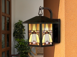 Außenleuchte, Wandlampe, Handgefertigtem Kunstglas in Saphirblau