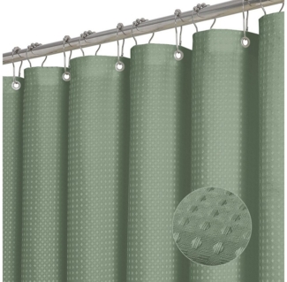 RWEUOQ Duschvorhang Badewannenvorhang mit 12 Duschvorhangringe Waffel Stoff Duschvorhang Breite 180 cm (Anti Schimmel Bad Vorhang Set, 1-tlg, Wasserdicht Badewanne Vorhang), Shower Curtain für Badezimmer Haus Hotel Wohnung - 180x180 cm