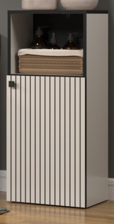 Furn. Design Badkommode Calmed (Badschrank in Cashmere grau, Staboptik, 40 x 95 cm), Türanschlag wechselbar