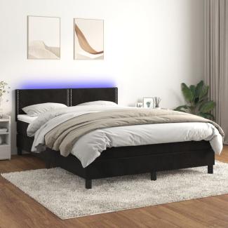 vidaXL Boxspringbett mit Matratze & LED Schwarz 140x190 cm Samt 3134341