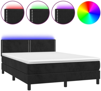 vidaXL Boxspringbett mit Matratze & LED Schwarz 140x190 cm Samt 3134341