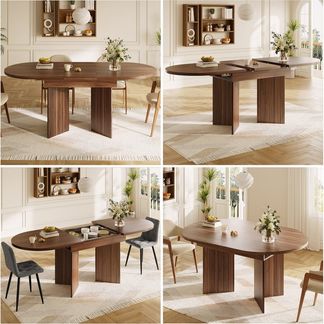 i@home Esstisch Teleskoptisch (120-160×80cm) (1 Tisch), Ausziehtisch, 120-160cm ausziehbar, Natur/Walnut/Schwarz