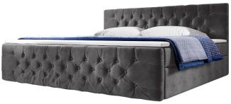 Boxspringbett Velutto mit Stauraum 200x200 H2 Grau