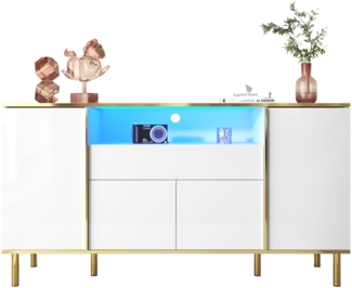 Sideboard mit LED-Beleuchtung (150/40/80 cm) Wohnzimmerschrank, Mehrzweckschrank