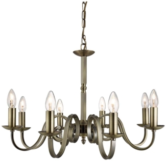 Richmond, 8Flammige Deckenleuchte, Antik Messing, Scrollarme