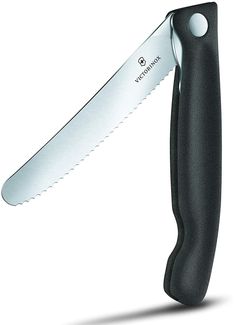 Victorinox Swiss Classic faltbares Gemüsemesser Wellenschliff (11 cm), Schwarz