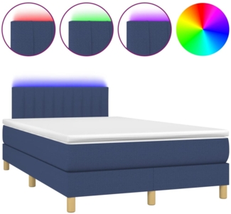 Boxspringbett mit Matratze & LED Stoff Blau 120x200 cm, Härtegrad: H2 [3133867]