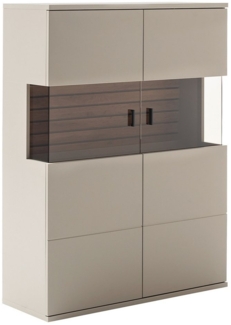 Lomadox Highboard LIEZEN-05, grau mit Eiche, Breite 100cm, Glasfront, Seitenverglasung