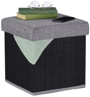 Schwarzer Sitzhocker mit Stauraum