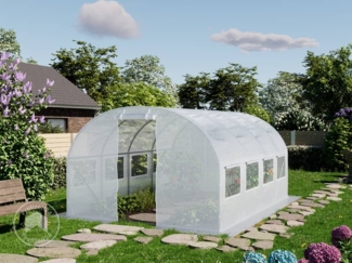 TOOLPORT Foliengewächshaus Gewächshaus 3x4m stabil & langlebig mit Fenster - reißfeste PE Plane 180g/m² weiß transparent