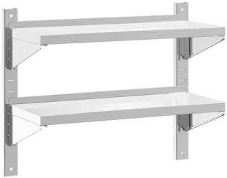vidaXL Wandregal mit 2 Böden 75x30x60 cm Silbern Edelstahl 30313