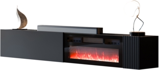 TV-Lowboard Cholon EF mit Kamin (Farbe: Schwarz)