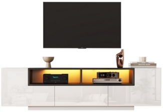 XDeer TV-Schrank TV-Schrank Mit LED-Licht und Schubladen TV-Tisch TV-Ständer TV-Schranktisch für 75-Zoll-Fernseher 180*40*48cm Weiß+Schwarz