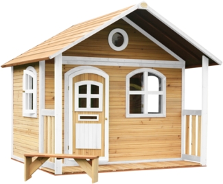 AXI Spielhaus Milan aus FSC Holz Outdoor Kinderspielhaus mit Veranda für den Garten in Braun & Weiß | Braun, weiß | Holz | 191 cm