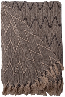 Decke Überwurf Zickzack Design 100% Baumwolle 130x180 cm Skandinavisch Weiß/Anthrazit