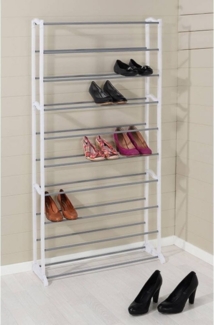 Meinposten Schuhregal XXL Schuhregal mit 10 Ebenen Schuhschrank 140x72 cm weiß Stahl, 1-tlg, 10 Ebenen