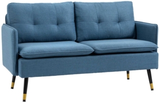 HOMCOM 2-Sitzer Couch mit Dickem Kissen, Leinenoptik, Polstersessel 1 Teile, für Wohnzimmer, Schlafzimmer, Dunkelblau