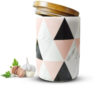 Vorratsdose 800ml mit Holzdeckel Gummidichtung Porzellan Vorratsbehälter Dose #6