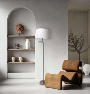 näve Stehlampe Bologna, ohne Leuchtmittel, schirm schwenkbar