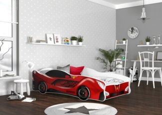 AJKmeble Autobett Kinderbett Jugendbett 80x160cm Gamerbett 18 DESIGNS WÄHLBAR (für Jungen und Mädchen, Rennwagen, 160x80cm, beklebtes Spielbett für Ihr Kinderzimmer), VIELE DESIGNS WÄHLBAR