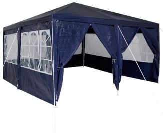 vidaXL Party-Zelt Blau, Weiß 400 x 400 x 266 cm Polyester, Stahl 42003426