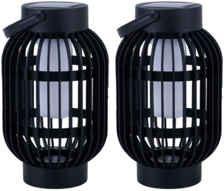 2er Set LED Solar Tischlampe, 2in1 Flammeneffekt, H 72,5 cm