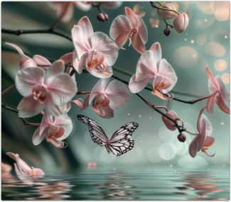 Primedeco Herd-Abdeckplatte Herdabdeckplatte Spritzschutz aus Glas Orchideen Schmetterling, Glas, (1 tlg)