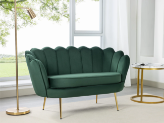 Vente-unique - Muschelsofa 2-Sitzer - Samt - Tannengrün - DANDELION von Pascal Morabito