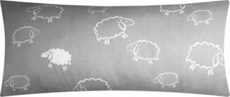 Heubergshop Kissenbezug, (1 Stück), 40x80cm – Schafe Lämmer Grau Weiß 100% Baumwolle (1 x 99/7 40x80)