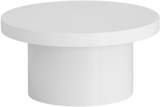 Couchtisch 60 x 60 x 30 cm Weiß Sofatisch in Hochglanz Modern, Design Wohnzimmertisch Rund, Loungetisch in Pilz-Form, Kaffeetisch Beistelltisch Klein