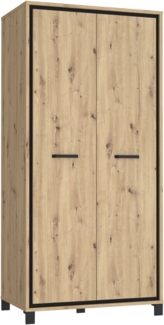 FORTE 'Trondheim' Kleiderschrank, Holzwerkstoff, Schwarz/Braun, 99,1 x 209 x 60,3 cm