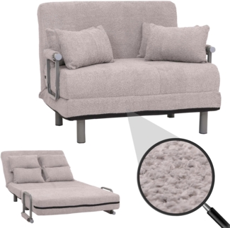 Mendler Schlafsessel HWC-K29, Klappsessel Schlafsofa Gästebett, Liegefläche 190x100 cm, Stoff Bouclé (500g/m²) ~ grau