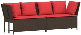 vidaXL Gartensofa mit Kissen Braun Poly Rattan 4104129