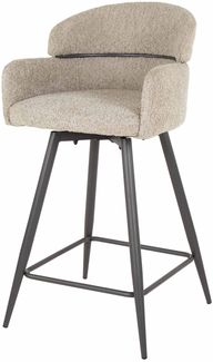 Barhocker 2er-Set Cleruve Boucle, modern drehbar mit Armlehne, Sand, gepolstert und bequem