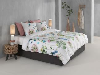 Zo! Home Mako-Satin Bettwäsche 155x220 Kolie Vögel Blumen rosa grün blau