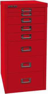 BISLEY MultiDrawer, 29er Serie, DIN A4, 8 Schubladen, Metall, 670 Kardinalrot, 38 x 27,9 x 59 cm