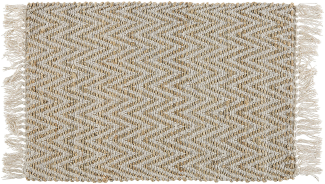 Teppich beige 50 x 80 cm ZickZack-Muster Kurzflor zweiseitig AFRIN