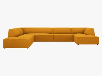 Micadoni Panorama-Ecksofa Ruby 7-Sitzer Links Kord Scala Gelb